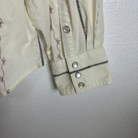 Natural Reflections Top Womens L Floral Stripe Pearl Snap Western Cowgirl Blouse - Picture 3 of 13